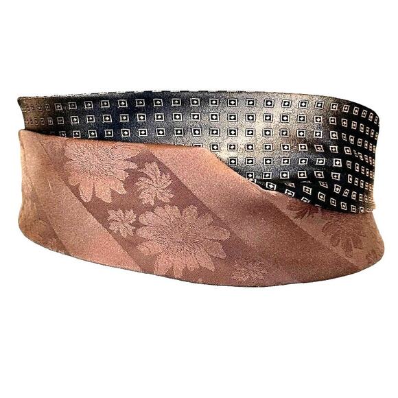 Unique Satin Obi Belt Wide One Size Wrap Brown Cocoa Upcycled Necktie Ties - Picture 3 of 5